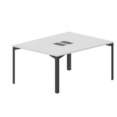 Ray RY2TL128 BLAN (Белый/Антрацит) Составной стол на 2 рабочих места, 2 металлических аутлета