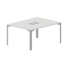 Ray RY2TL128 BLTI (Белый/Титан) Составной стол на 2 рабочих места, 2 металлических аутлета