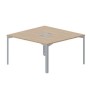 Ray RY2TL147 OWTI (Светлый дуб/Титан) Составной стол на 2 рабочих места, 2 металлических аутлета