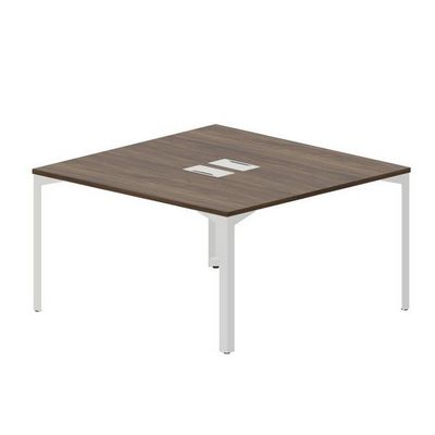 Ray RY2TL147 WNBL (Орех/Белый) Составной стол на 2 рабочих места, 2 металлических аутлета