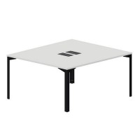 Ray RY2TL148 BLNR (Белый/Черный) Составной стол на 2 рабочих места, 2 металлических аутлета