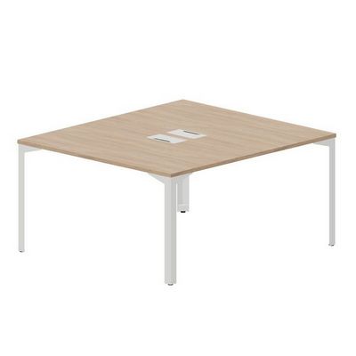 Ray RY2TL148 OWBL (Светлый дуб/Белый) Составной стол на 2 рабочих места, 2 металлических аутлета