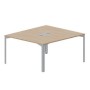 Ray RY2TL148 OWTI (Светлый дуб/Титан) Составной стол на 2 рабочих места, 2 металлических аутлета