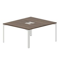 Ray RY2TL148 WNBL (Орех/Белый) Составной стол на 2 рабочих места, 2 металлических аутлета