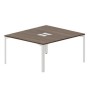 Ray RY2TL148 WNBL (Орех/Белый) Составной стол на 2 рабочих места, 2 металлических аутлета