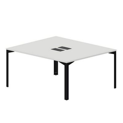Ray RY2TL167 BLNR (Белый/Черный) Составной стол на 2 рабочих места, 2 металлических аутлета