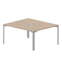 Ray RY2TL167 OWTI (Светлый дуб/Титан) Составной стол на 2 рабочих места, 2 металлических аутлета