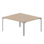 Ray RY2TL167 OWTI (Светлый дуб/Титан) Составной стол на 2 рабочих места, 2 металлических аутлета