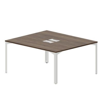 Ray RY2TL167 WNBL (Орех/Белый) Составной стол на 2 рабочих места, 2 металлических аутлета