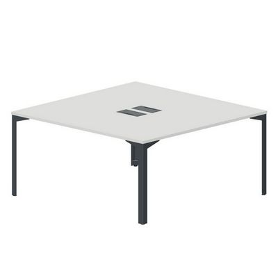 Ray RY2TL168 BLAN (Белый/Антрацит) Составной стол на 2 рабочих места, 2 металлических аутлета
