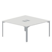 Ray RY2TL168 BLTI (Белый/Титан) Составной стол на 2 рабочих места, 2 металлических аутлета