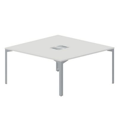 Ray RY2TL168 BLTI (Белый/Титан) Составной стол на 2 рабочих места, 2 металлических аутлета