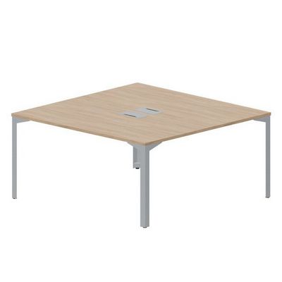 Ray RY2TL168 OWTI (Светлый дуб/Титан) Составной стол на 2 рабочих места, 2 металлических аутлета