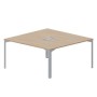 Ray RY2TL168 OWTI (Светлый дуб/Титан) Составной стол на 2 рабочих места, 2 металлических аутлета
