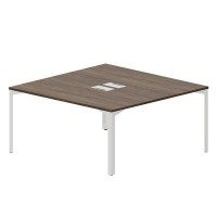 Ray RY2TL168 WNBL (Орех/Белый) Составной стол на 2 рабочих места, 2 металлических аутлета