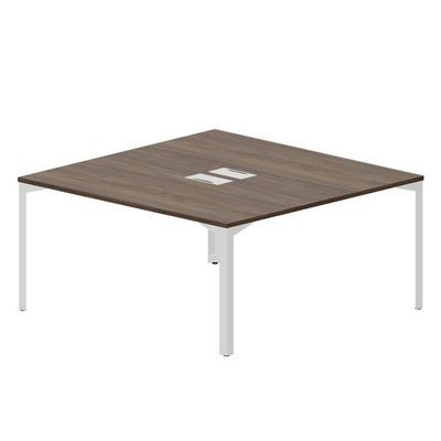 Ray RY2TL168 WNBL (Орех/Белый) Составной стол на 2 рабочих места, 2 металлических аутлета