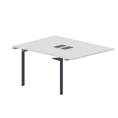 Ray RY2TPL128 BLAN (Белый/Антрацит) Приставной стол на 2 рабочих места, 2 металлических аутлета