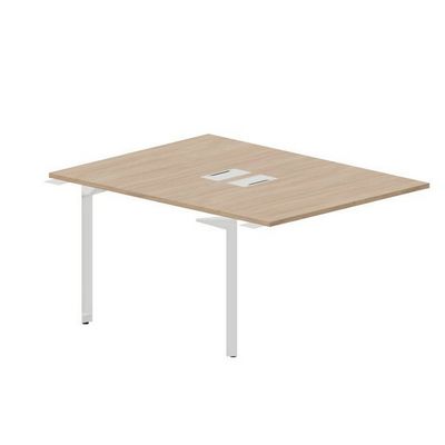 Ray RY2TPL128 OWBL (Светлый дуб/Белый) Приставной стол на 2 рабочих места, 2 металлических аутлета