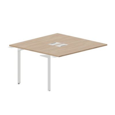 Ray RY2TPL147 OWBL (Светлый дуб/Белый) Приставной стол на 2 рабочих места, 2 металлических аутлета