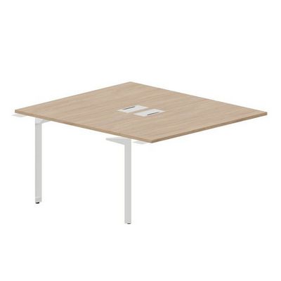 Ray RY2TPL148 OWBL (Светлый дуб/Белый) Приставной стол на 2 рабочих места, 2 металлических аутлета
