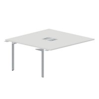 Ray RY2TPL168 BLTI (Белый/Титан) Приставной стол на 2 рабочих места, 2 металлических аутлета