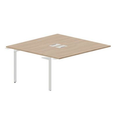 Ray RY2TPL168 OWBL (Светлый дуб/Белый) Приставной стол на 2 рабочих места, 2 металлических аутлета