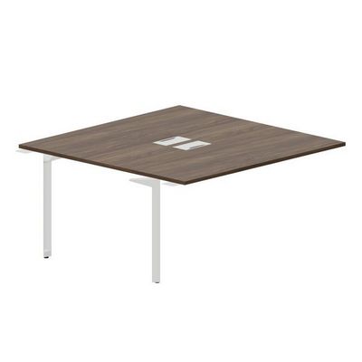 Ray RY2TPL168 WNBL (Орех/Белый) Приставной стол на 2 рабочих места, 2 металлических аутлета