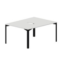 Ray RY2TV128 BLNR (Белый/Черный) Составной стол на 2 рабочих места, 2 эргономичных выреза
