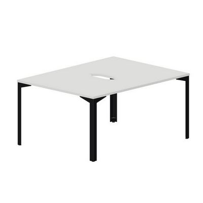 Ray RY2TV128 BLNR (Белый/Черный) Составной стол на 2 рабочих места, 2 эргономичных выреза