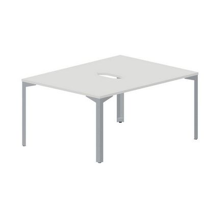 Ray RY2TV128 BLTI (Белый/Титан) Составной стол на 2 рабочих места, 2 эргономичных выреза