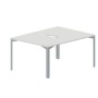 Ray RY2TV128 BLTI (Белый/Титан) Составной стол на 2 рабочих места, 2 эргономичных выреза