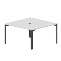 Ray RY2TV147 BLAN (Белый/Антрацит) Составной стол на 2 рабочих места, 2 эргономичных выреза