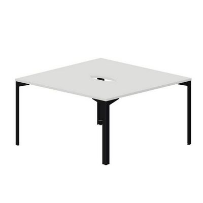 Ray RY2TV147 BLNR (Белый/Черный) Составной стол на 2 рабочих места, 2 эргономичных выреза