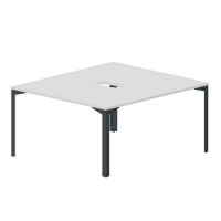 Ray RY2TV148 BLAN (Белый/Антрацит) Составной стол на 2 рабочих места, 2 эргономичных выреза