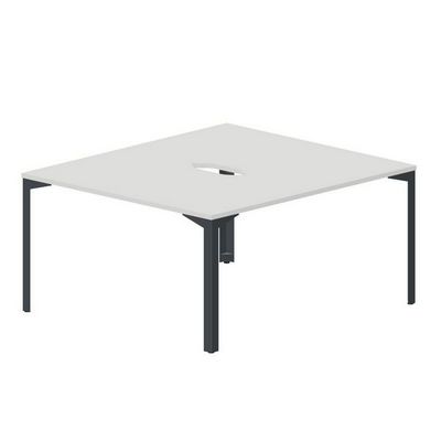Ray RY2TV148 BLAN (Белый/Антрацит) Составной стол на 2 рабочих места, 2 эргономичных выреза