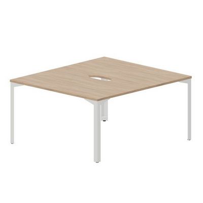 Ray RY2TV148 OWBL (Светлый дуб/Белый) Составной стол на 2 рабочих места, 2 эргономичных выреза