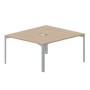 Ray RY2TV148 OWTI (Светлый дуб/Титан) Составной стол на 2 рабочих места, 2 эргономичных выреза