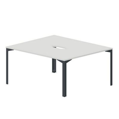 Ray RY2TV167 BLAN (Белый/Антрацит) Составной стол на 2 рабочих места, 2 эргономичных выреза