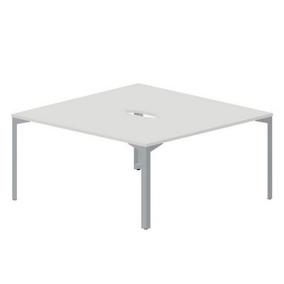 Ray RY2TV168 BLTI (Белый/Титан) Составной стол на 2 рабочих места, 2 эргономичных выреза