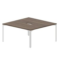 Ray RY2TV168 WNBL (Орех/Белый) Составной стол на 2 рабочих места, 2 эргономичных выреза