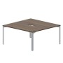 Ray RY2TV168 WNTI (Орех/Титан) Составной стол на 2 рабочих места, 2 эргономичных выреза