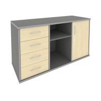 Riva А.МТ-2F (Клен/Металлик) Тумба под оргтехнику сервисная (4 ящика фолдинг)