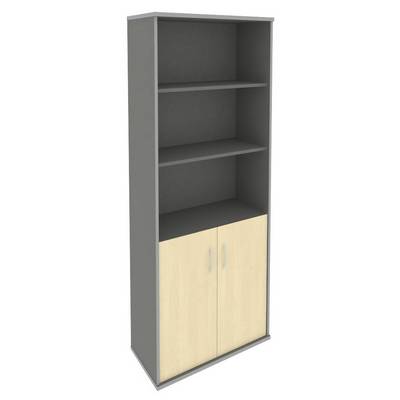 Riva А.СТ-1.1 (Клен/Металлик) Шкаф высокий широкий (2 низкие двери ЛДСП)