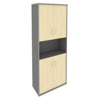 Riva А.СТ-1.5 (Клен/Металлик) Шкаф высокий широкий (4 низкие двери ЛДСП)