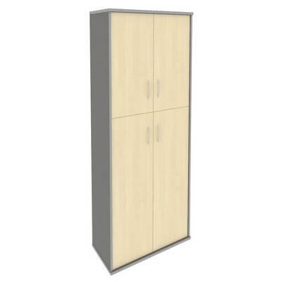 Riva А.СТ-1.8 (Клен/Металлик) Шкаф высокий широкий (2 средние двери ЛДСП, 2 низкие двери ЛДСП)