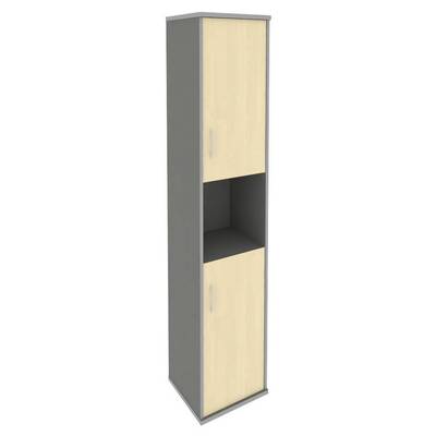 Riva А.СУ-1.5 Пр (Клен/Металлик) Шкаф высокий узкий правый (2 низкие двери ЛДСП)