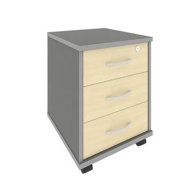 Riva А.ТМ-3F (Клен/Металлик) Тумба подкатная (3 ящика фолдинг, с замком)