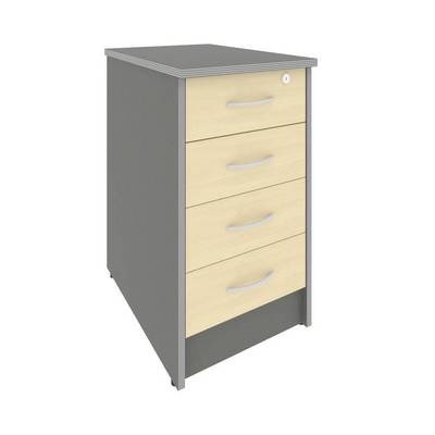 Riva А.ТП-4.1F (Клен/Металлик) Тумба приставная (4 ящика фолдинг, с замком)