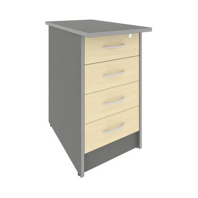 Riva А.ТП-4.2F (Клен/Металлик) Тумба приставная (4 ящика фолдинг, с замком)