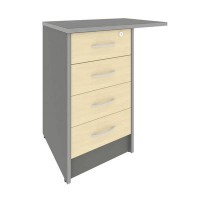 Riva А.ТП-4.3F (Клен/Металлик) Тумба приставная (с замком, 4 ящика фолдинг, универсальная левая)